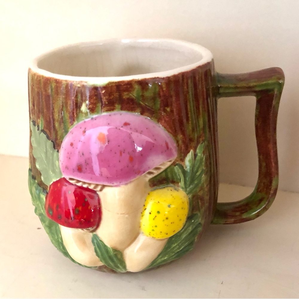 Vintage mushroom design Arner's Ceramic Coffee Mug Cup 3D MCM Signed